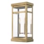 Livex Lighting Hopewell 2 Light 18" Tall Outdoor Wall Sconce with Glass Panel Shades Antique Brass