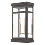 Livex Lighting Hopewell 2 Light 18" Tall Outdoor Wall Sconce with Glass Panel Shades Bronze
