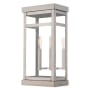 Livex Lighting Hopewell 2 Light 18" Tall Outdoor Wall Sconce with Glass Panel Shades Brushed Nickel