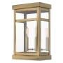Livex Lighting Hopewell 2 Light 15" Tall Outdoor Wall Sconce with Glass Panel Shade Antique Brass