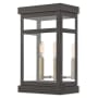 Livex Lighting Hopewell 2 Light 15" Tall Outdoor Wall Sconce with Glass Panel Shade Bronze