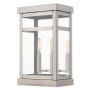 Livex Lighting Hopewell 2 Light 15" Tall Outdoor Wall Sconce with Glass Panel Shade Brushed Nickel