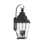 Livex Lighting Exeter 4 Light 36" Tall Outdoor Wall Sconce with Clear Glass Shade Black