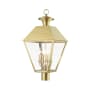 Livex Lighting Wentworth 4 Light 28" Tall Post Light Natural Brass