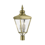 Livex Lighting Adams 3 Light 27" Tall Post Light Antique Brass / Brushed Nickel