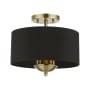 Livex Lighting Huntington 3 Light 12" Wide Semi-Flush Drum Ceiling Fixture Antique Brass