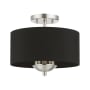 Livex Lighting Huntington 3 Light 12" Wide Semi-Flush Drum Ceiling Fixture Brushed Nickel