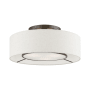 Livex Lighting Ellsworth 3 Light 17" Wide Flush Mount Drum Ceiling Fixture Brushed Nickel / Shiny White Accents