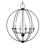Livex Lighting Arabella 6 Light 28" Wide Multi Light Pendant Black / Brushed Nickel Finish Candles