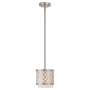 Livex Lighting Arabesque Single Light 7" Wide Pendant with Outer Metal Frame and Inner Fabric Shade Brushed Nickel