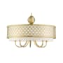 Livex Lighting Arabesque Single Light 24" Wide Drum Chandelier with Outer Metal Frame and Inner Fabric Shades Soft Gold