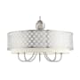 Livex Lighting Arabesque Single Light 24" Wide Drum Chandelier with Outer Metal Frame and Inner Fabric Shades Brushed Nickel