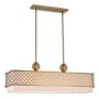 Livex Lighting Arabesque 3 Light 40" Wide Linear Chandelier with Outer Metal Frame and Inner Fabric Shade Soft Gold