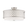 Livex Lighting Arabesque 3 Light 18" Wide Flush Mount Drum Ceiling Fixture Brushed Nickel