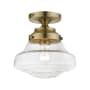 Livex Lighting Avondale 9" Wide Flush Mount Ceiling Fixture Antique Brass