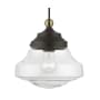 Livex Lighting Avondale 9" Wide Mini Pendant Bronze / Antique Brass Accent