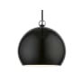 Livex Lighting Stockton 8" Wide Mini Pendant Shiny Black / Polished Chrome Accents