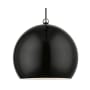Livex Lighting Stockton 12" Wide Pendant Shiny Black / Polished Chrome Accents