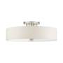 Livex Lighting Meridian 6 Light 30" Wide Semi-Flush Drum Ceiling Fixture Brushed Nickel