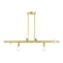 Livex Lighting Bannister 6 Light 37" Wide Linear Chandelier Satin Brass