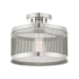 Livex Lighting Industro Single Light 11" Wide Semi-Flush Drum Ceiling Fixture Brushed Nickel