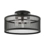 Livex Lighting Industro 3 Light 18" Wide Semi-Flush Drum Ceiling Fixture Black with Brushed Nickel Accents
