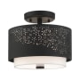 Livex Lighting Noria 2 Light 12" Wide Semi-Flush Drum Ceiling Fixture Black