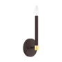 Livex Lighting Karlstad Single Light 11" Tall Wall Sconce Bronze with Satin Brass Accents