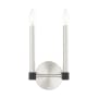 Livex Lighting Karlstad 2 Light 11" Tall Wall Sconce Brushed Nickel with Satin Brass Accents