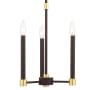Livex Lighting Karlstad 3 Light 12" Wide Candle Style Chandelier Bronze with Satin Brass Accents