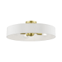 Livex Lighting Venlo 4 Light 22" Wide Flush Mount Drum Ceiling Fixture Satin Brass / Shiny White Accents