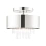 Livex Lighting Orenburg 3 Light 13" Wide Semi-Flush Drum Ceiling Fixture Polished Nickel