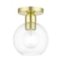 Livex Lighting Downtown 7" Wide Flush Mount Globe Ceiling Fixture Satin Brass