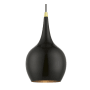 Livex Lighting Andes 8" Wide Mini Pendant Shiny Black / Polished Brass Accents