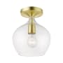 Livex Lighting Aldrich 8" Wide Flush Mount Globe Ceiling Fixture Satin Brass / Polished Brass Accent