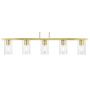 Livex Lighting Clarion 5 Light 5" Wide Commercial Linear Chandelier Satin Brass