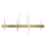 Livex Lighting Denmark 4 Light 28" Wide Abstract Linear Chandelier White with Antique Brass Accents