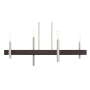 Livex Lighting Denmark 4 Light 28" Wide Abstract Linear Chandelier Brushed Nickel with Bronze Accents