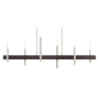 Livex Lighting Denmark 6 Light 40" Wide Abstract Linear Chandelier Brushed Nickel with Bronze Accents