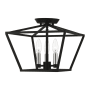 Livex Lighting Devonshire 3 Light 13" Wide Flush Mount Ceiling Fixture Black / Brushed Nickel Accents