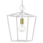 Livex Lighting Devonshire Single Light 10" Wide Chandelier / Semi-Flush Ceiling Fixture White with Satin Brass Accent