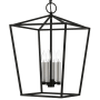 Livex Lighting Devonshire 4 Light 15" Wide Commercial Lantern Chandelier Black / Brushed Nickel Accents