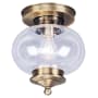 Livex Lighting Harbor 1 Light Semi-Flush Ceiling Fixture Antique Brass