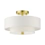 Livex Lighting Meridian 2 Light 11" Wide Semi-Flush Drum Ceiling Fixture Satin Brass