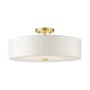 Livex Lighting Meridian 4 Light 18" Wide Semi-Flush Drum Ceiling Fixture Satin Brass