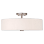 Livex Lighting Meridian 4 Light 18" Wide Semi-Flush Drum Ceiling Fixture Brushed Nickel