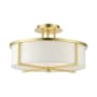 Livex Lighting Wesley 3 Light 16" Wide Semi-Flush Drum Ceiling Fixture Satin Brass