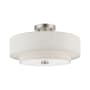 Livex Lighting Meridian 3 Light 15" Wide Flush Mount Drum Ceiling Fixture Brushed Nickel