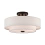 Livex Lighting Meridian 3 Light 15" Wide Flush Mount Drum Ceiling Fixture English Bronze