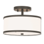 Livex Lighting Park Ridge 2 Light 11" Wide Semi Flush Drum Ceiling Fixture Bronze